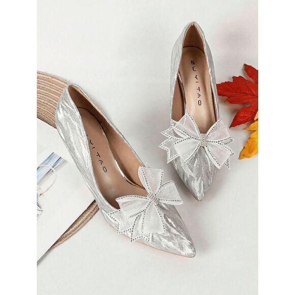 ✨ 2pcs White Bowknot Rhinestone Shoe Jewelry Clips Decor Accessories NEW - Picture 9 of 15